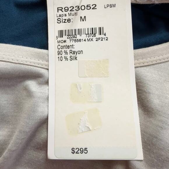 St. John Top Blouse Womens Medium Silk Blend Long Sleeve $295 Nautical SOFT NEW - Picture 6 of 13